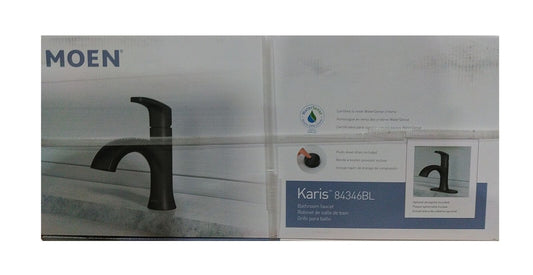 MOEN Karis Single Hole Single Handle Bathroom Faucet in Matte Black 84346BL