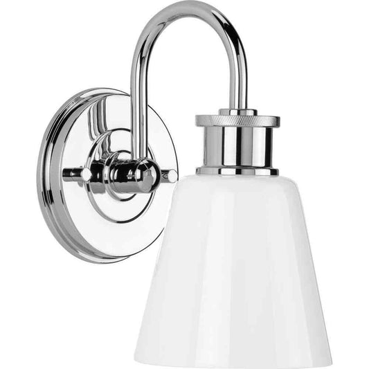 Progress Lighting Ashford Polished Chrome Opal Glass Farmhouse Wall Light
