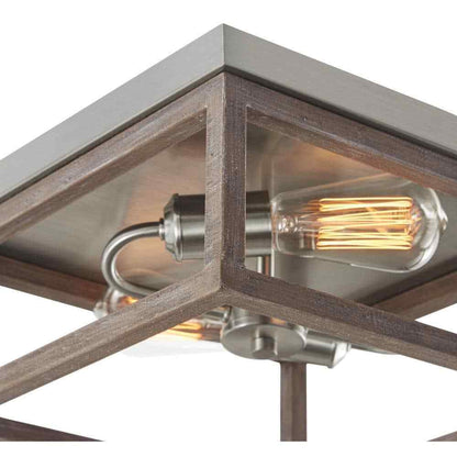 Hampton Bay Boswell Quarter 12 in. 2-Light Brushed Nickel Coastal Flush Mount