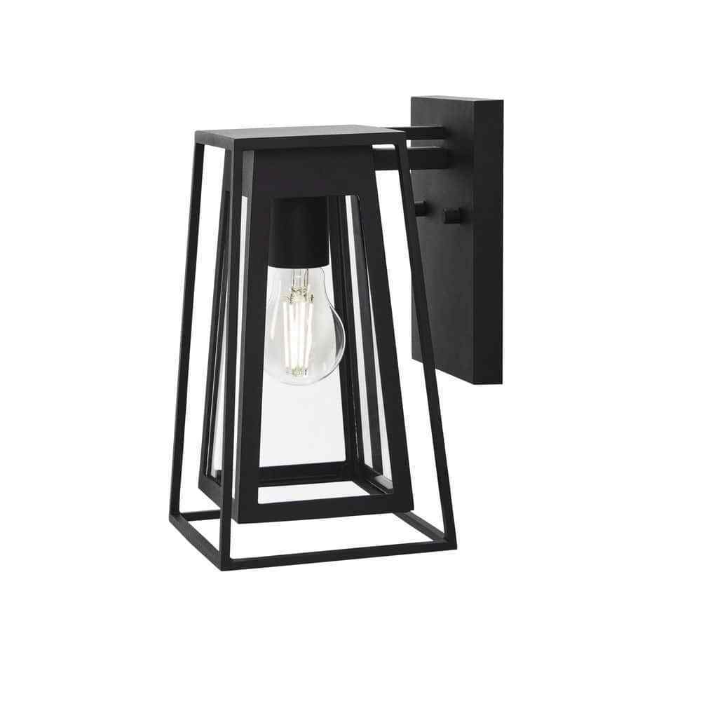 Home Decorators Bailey 11 in. Small Modern 1-Light Black Double Frame Outdoor