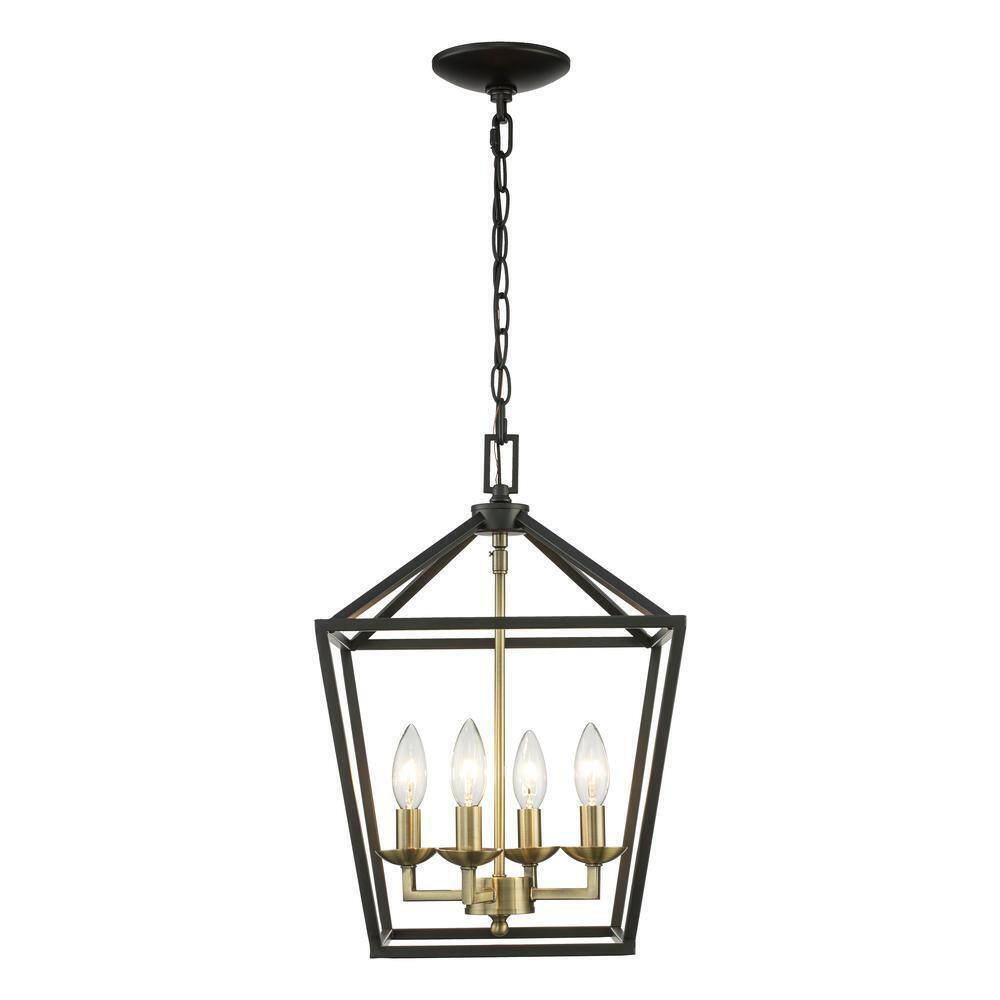Home Decorators Weyburn 4-Light Black and Gold Farmhouse Chandelier