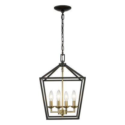 Home Decorators Weyburn 4-Light Black and Gold Farmhouse Chandelier