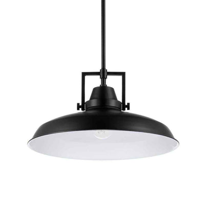 Hampton Bay Wilhelm 16 in. 1-Light Black Industrial Hanging Kitchen Pendant