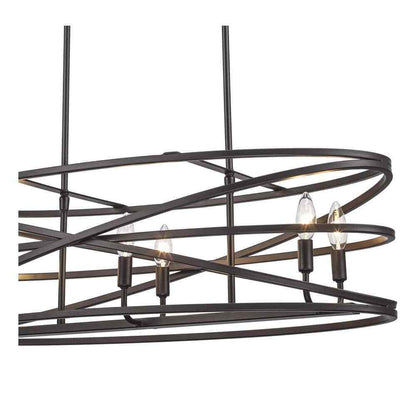 Home Decorators Sarolta Sands Bronze Kitchen Island Light w/ Linear Metal Shade