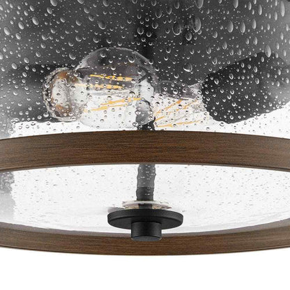 Hampton Bay Richland 2-Light Dark Bronze Flush Mount Clear Seedy Glass