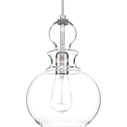 Progress Lighting Staunton 1-Light Brushed Nickel Pendant w/ Clear Glass