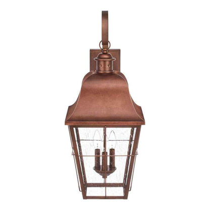 Hampton Bay Warwick 28" Aged Copper Finish Hardwired Wall Lantern Seeded Glass