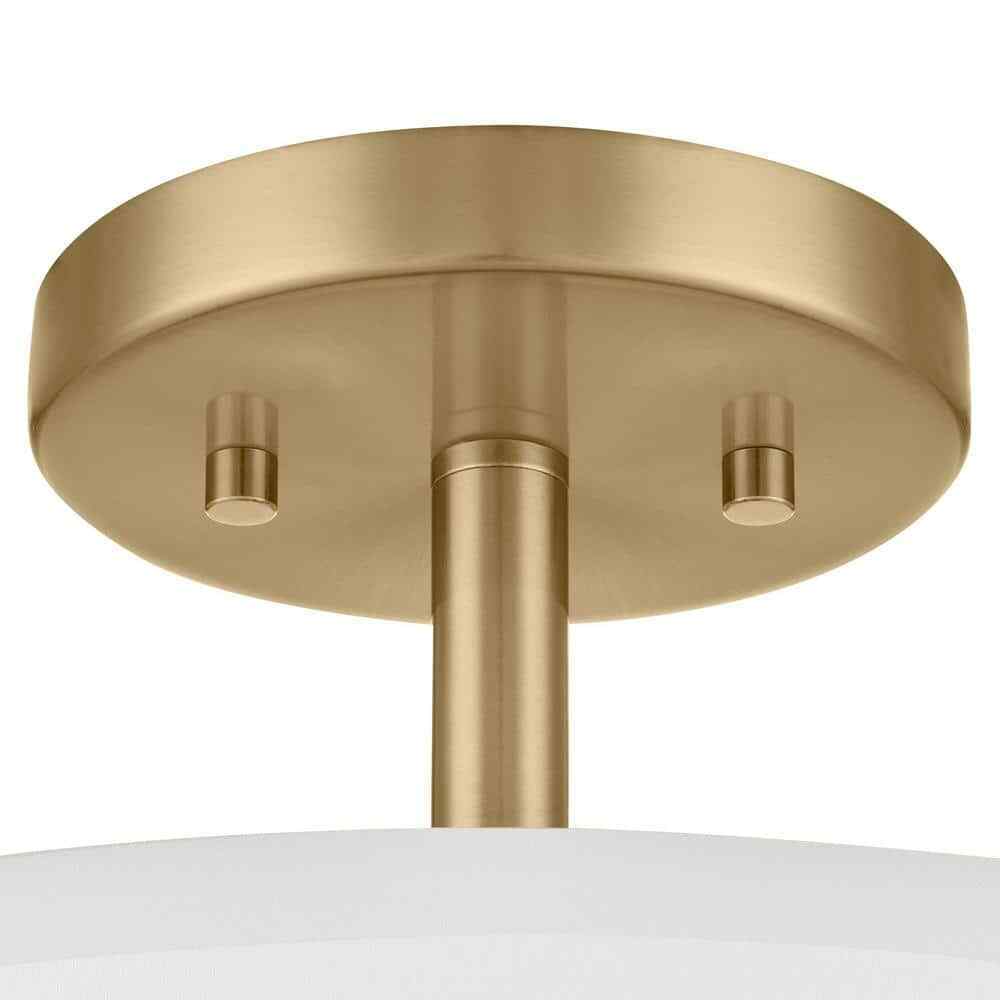 Home Decorators Brookley Brushed Gold Semi-Flush Mount w/ White Fabric Shade
