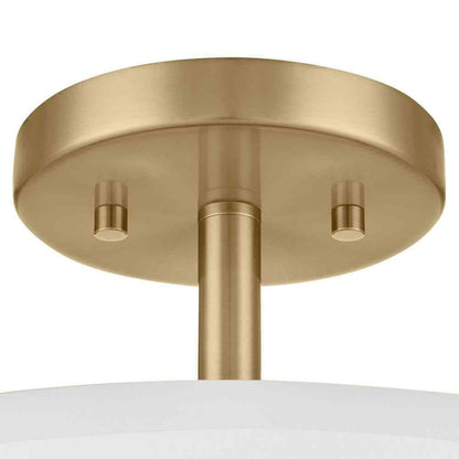 Home Decorators Brookley Brushed Gold Semi-Flush Mount w/ White Fabric Shade