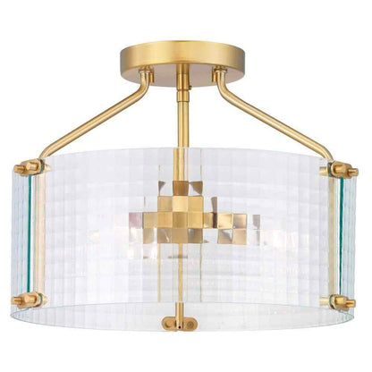 Home Decorators Collection Westlyn 15 in. 3-Light Brushed Brass Semi-Flush Mount