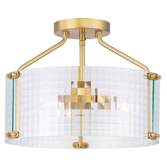 Home Decorators Collection Westlyn 15 in. 3-Light Brushed Brass Semi-Flush Mount