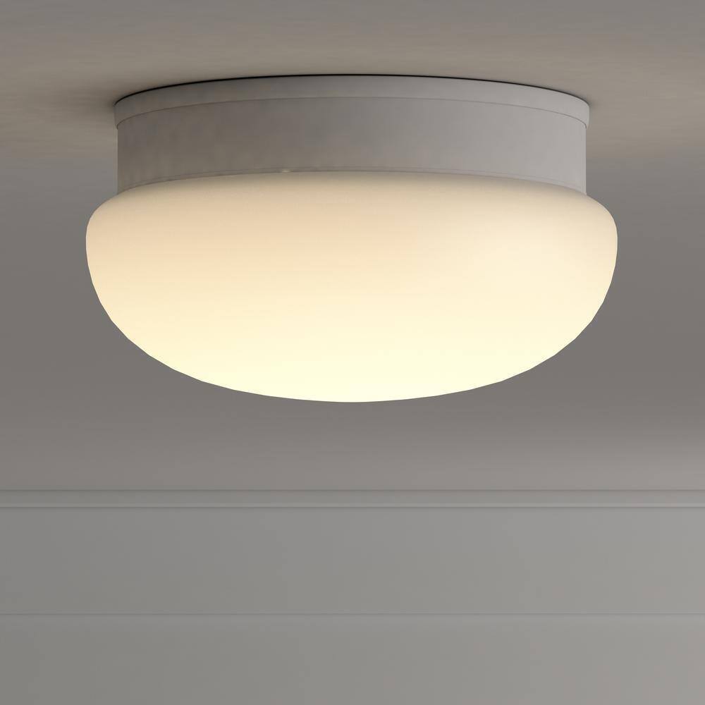 Progress Lighting 2-Light White Flush Mount with White Glass