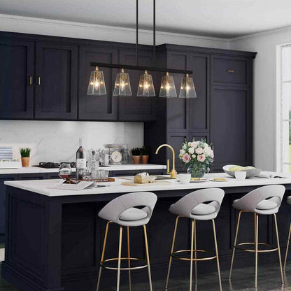 Uolfin Modern Farmhouse Gold Chandelier Black Dining Chandelier w/ Seeded Glass