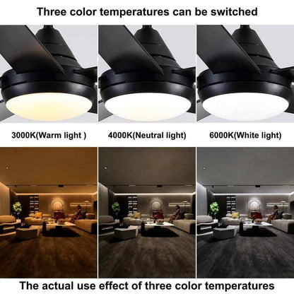 YUHAO 48 in. Dimmable Integrated LED Indoor Black Ceiling Fan w Light and Remote