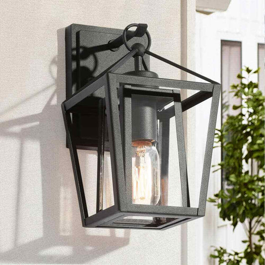 Uolfin Modern Farmhouse Arie 1-Light Industrial Black Cage Outdoor Sconce