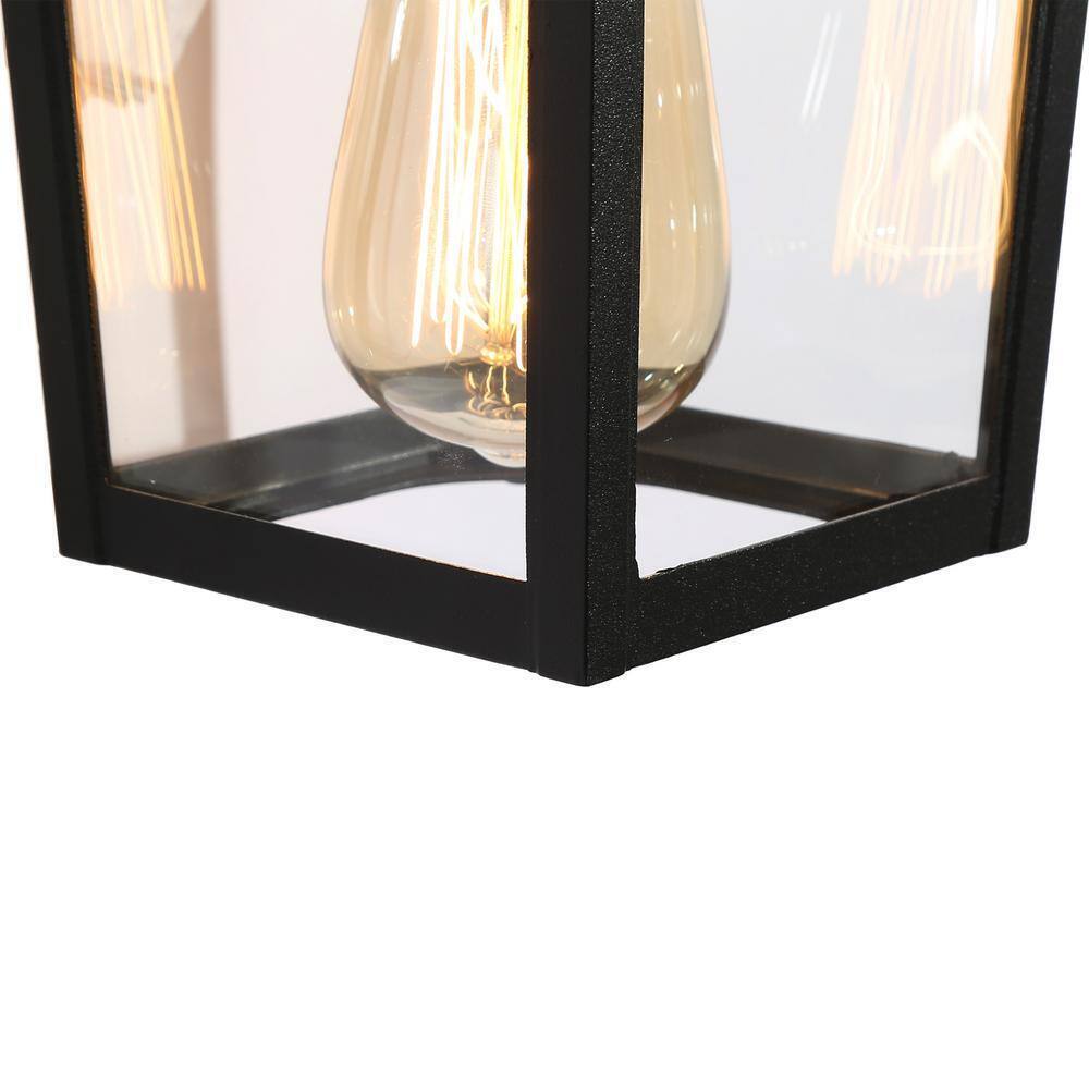LNC Classic Black Lantern Wall Sconce with Clear Glass Shade 2-pack