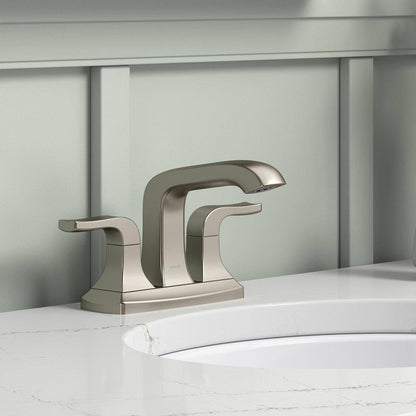 KOHLER Rubicon 4 in. Centerset Double Handle Bathroom Faucet in Brushed Nickel