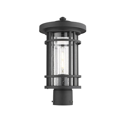 Jordan 14.75 in. 1-Light Black Aluminum Hardwired Outdoor Post Light
