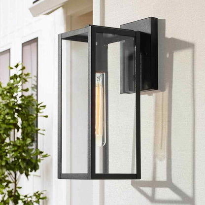 LNC Rustic Matte Black Outdoor Wall Sconce 1-Light Classic Cage Wall Lantern