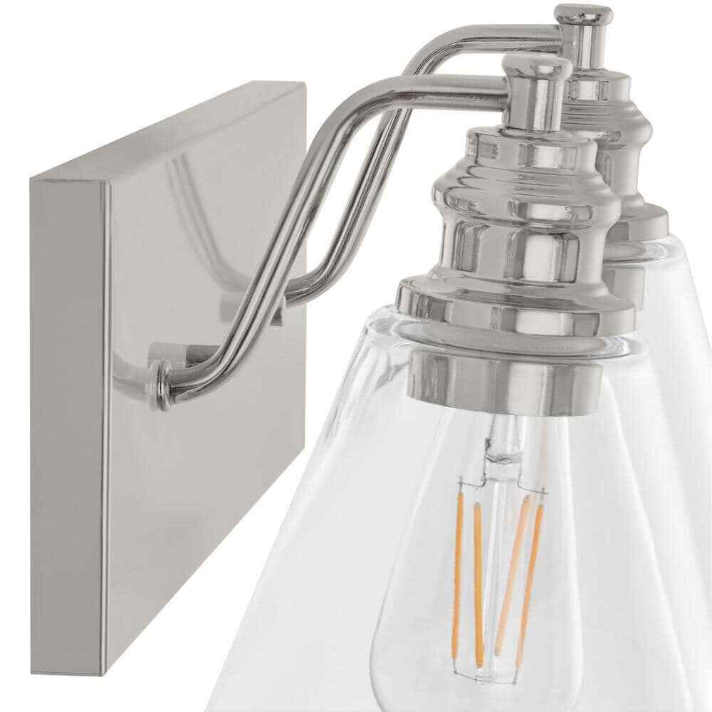 Hampton Bay Manor 15.3 in. 2-Light Polished Nickel Bathroom Vanity Light