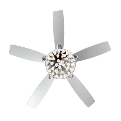 Parrot Uncle 52 in. Indoor Chrome Downrod Mount Crystal Chandelier Ceiling Fan