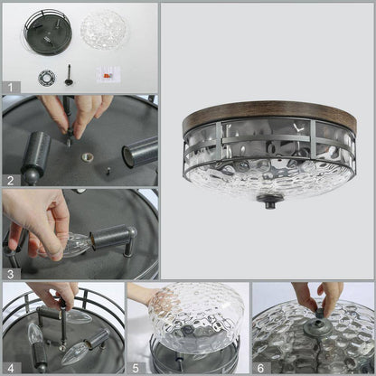 Uolfin Modern Farmhouse Ceiling Light Maya 3-Light Black Kitchen Flush Mount