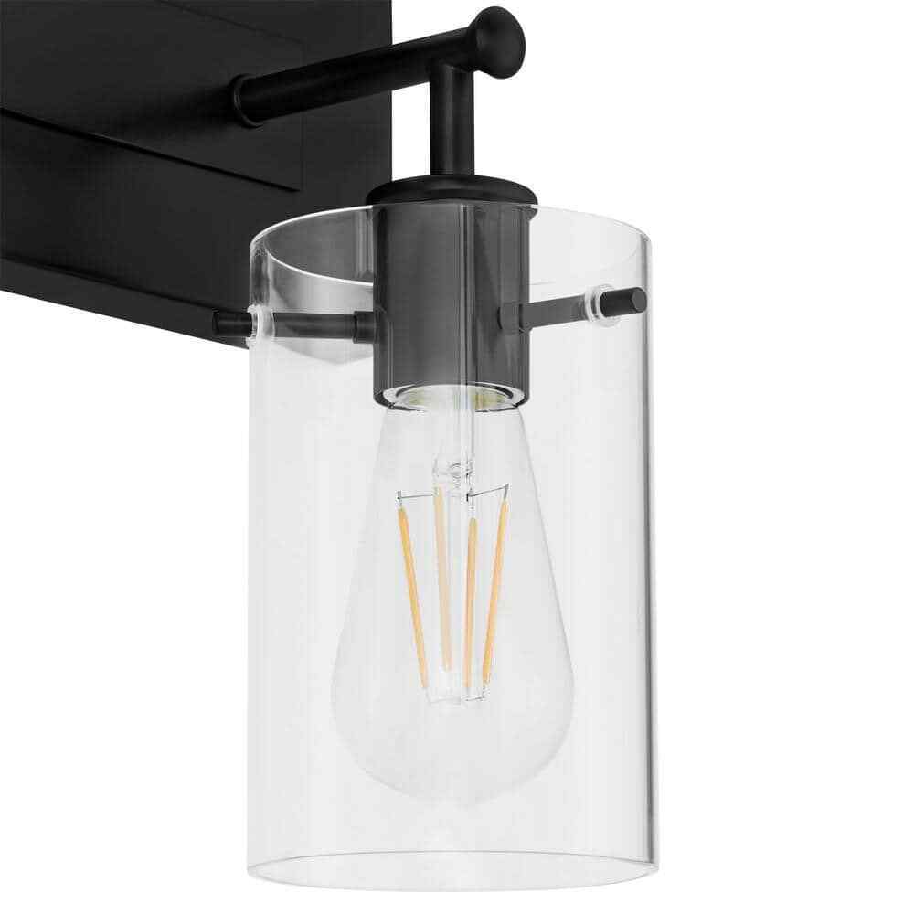 Hampton Bay Regan 29.25 in. 4-Light Matte Black Bathroom Vanity Light