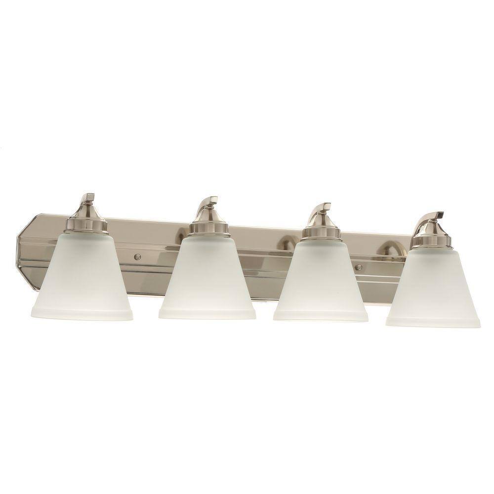Hampton Bay Tavish 30 in. Brushed Bathroom Vanity Light w/ Frosted Glass Shade