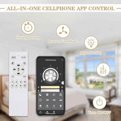 Bella Depot 19 in. Indoor Smart App Control White Ceiling Fan w/ Integrated LED