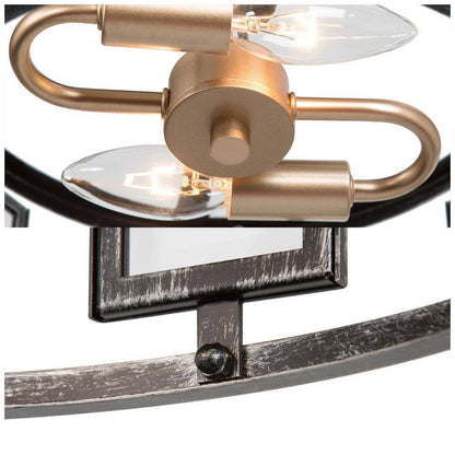 Uolfin Brushed Black 12 in. 2-Light Rustic Cage Semi-Flush Mount Ceiling Light