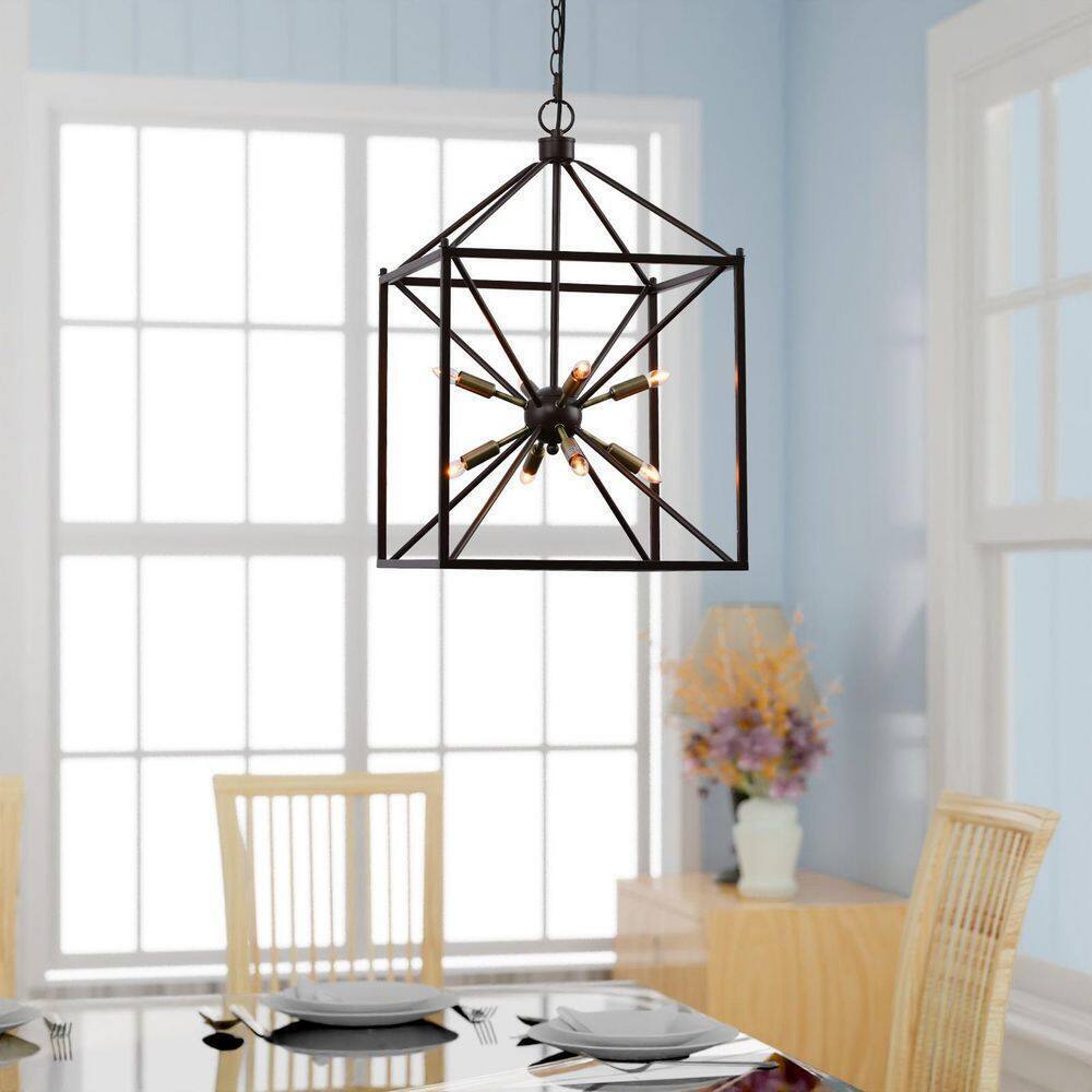 LAZZUR Touques 16 in. 8-Light Modern Matte Oil Rubbed Bronze Pendant
