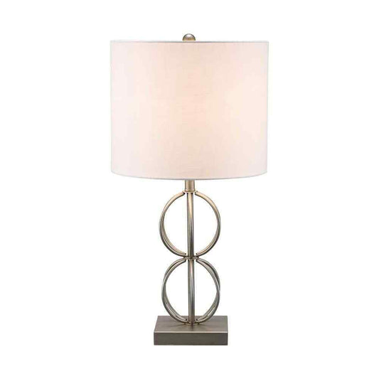 Monteaux Lighting 23 in. Pewter Indoor Table Lamp with Fabric Shade RS2110003