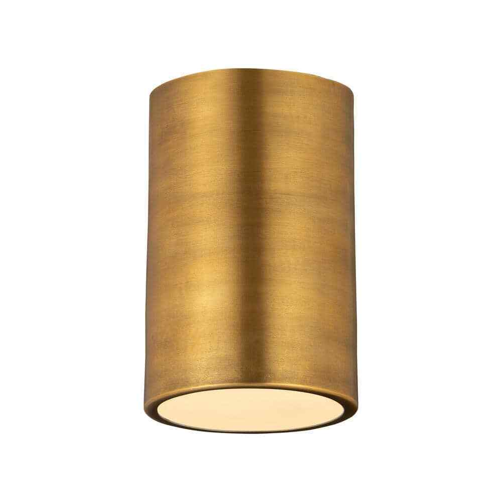 Harley 5 in. 1-Light Rubbed Brass Flush Mount Ceiling Light Fixture 2302F1-RB