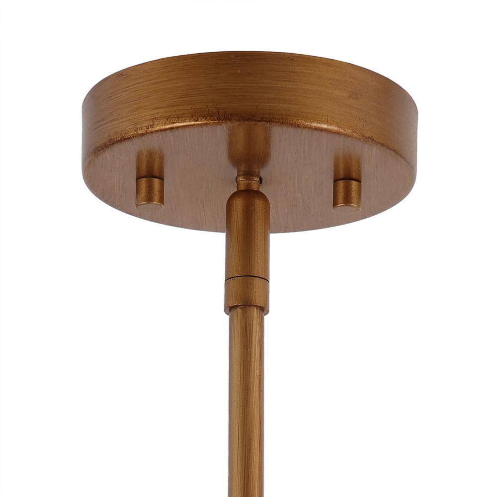 LNC Vintage Brushed Gold Candlestick Island Chandelier w/ Geometric Cage Pendant