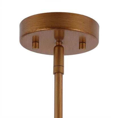 LNC Vintage Brushed Gold Candlestick Island Chandelier w/ Geometric Cage Pendant