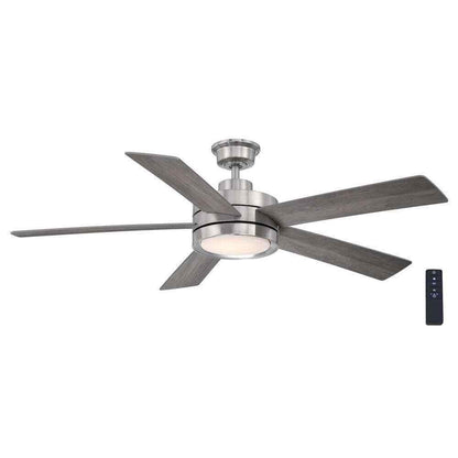 Home Decorators Baxtan 56 in. Integrated LED Indoor Brushed Nickel Ceiling Fan