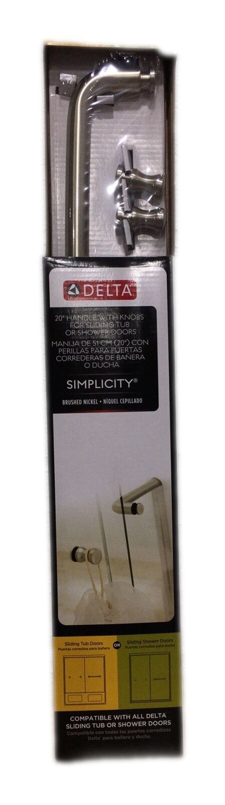 Delta Simplicity 20" Shower and Bathtub Door Handle and Knobs in Nickel 3-Pieces