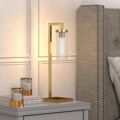 Meyer&Cross Malva 26 in. Brass Finish Table Lamp with Seeded Glass Shade TL0442