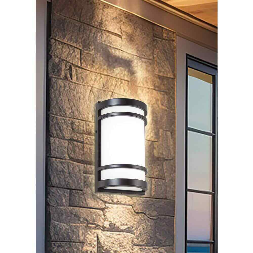 Home Decorators Mullen Oil Rubbed Bronze Outdoor Hardwired LED Wall Sconce