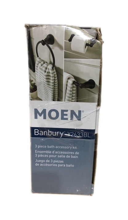 MOEN Banbury 3-Piece Bath Hardware Set in Matte Black