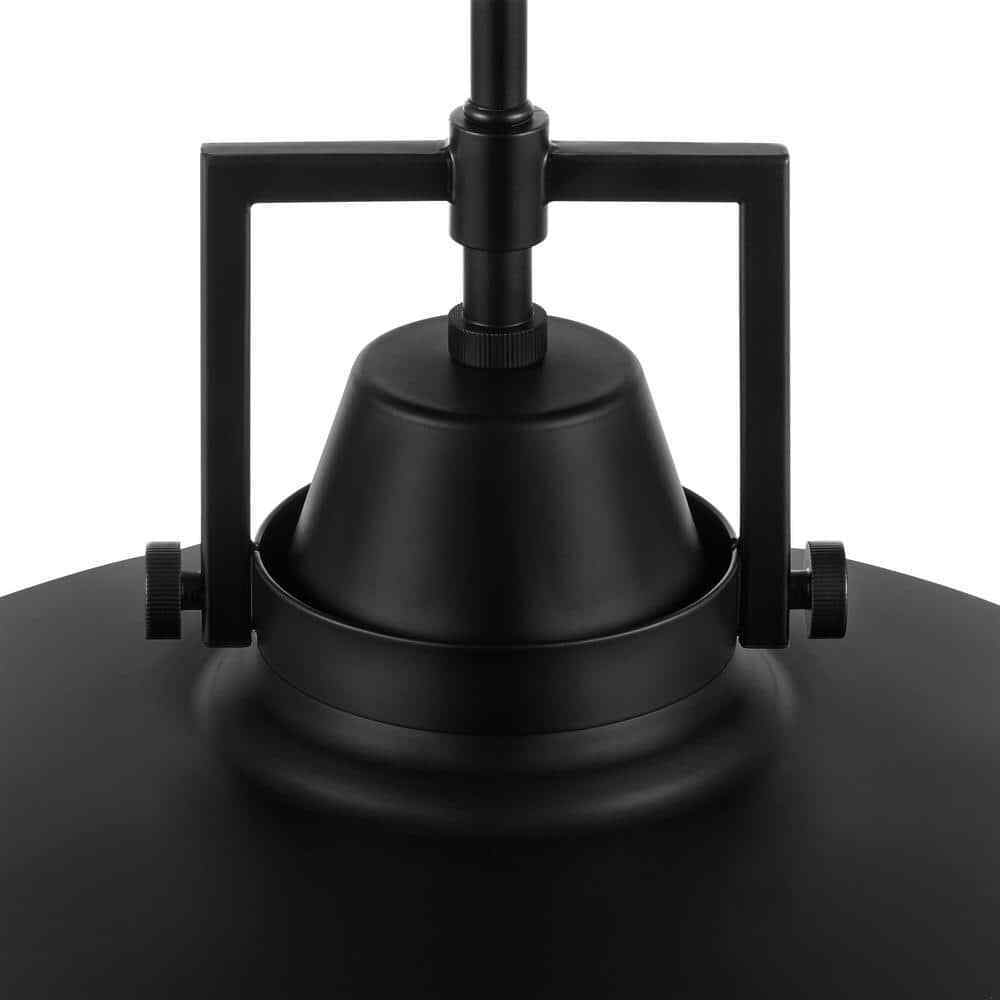 Hampton Bay Wilhelm 16 in. 1-Light Black Industrial Hanging Kitchen Pendant