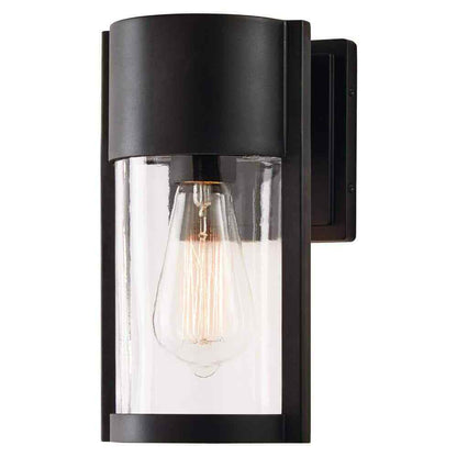 Hampton Bay Kempster 9.92 in. Modern Matte Black Outdoor Wall Cylinder Light