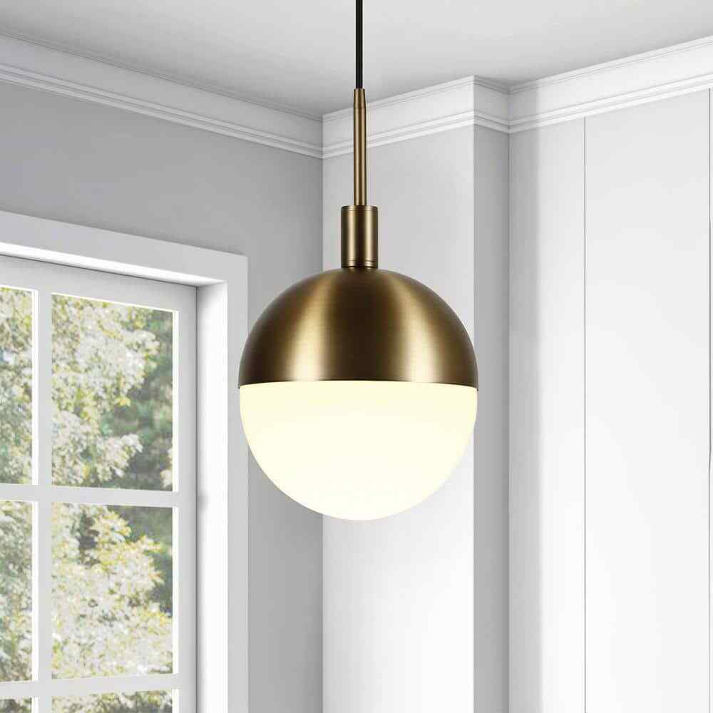 Meyer&Cross Orb 1-Light Large Globe Brass and Frosted Glass Pendant PD0333