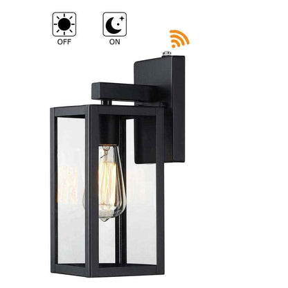 Hukoro Martin  Matte Black Hardwired Outdoor Wall Lantern Sconce w/ Dusk to Dawn