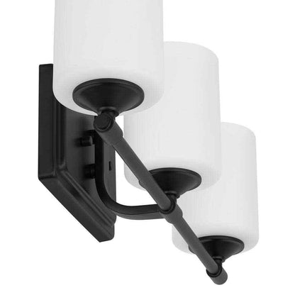 Hampton Bay Darlington Matte Black Vanity Light w/ Frosted Opal Glass Shades