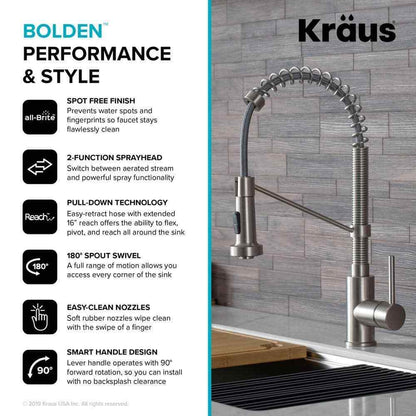 KRAUS Bolden Single-Handle Pull-Down Sprayer Kitchen Faucet