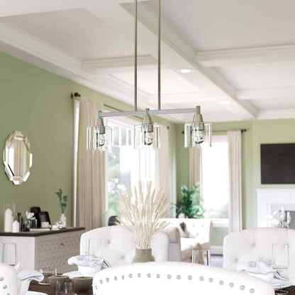 Hampton Bay Oron 3-Light Brushed Nickel Linear Island Pendant Hanging Light