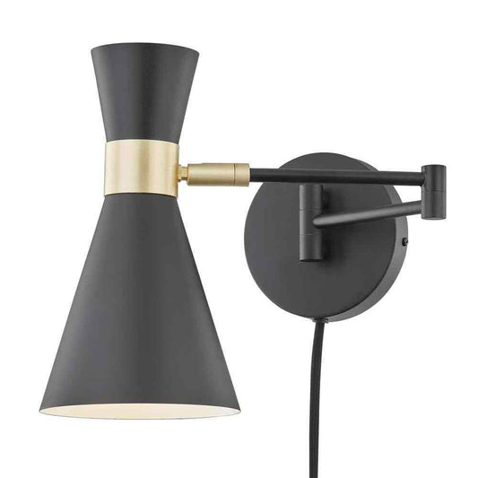 Light Society Beaker Plug-In Black Wall Sconce