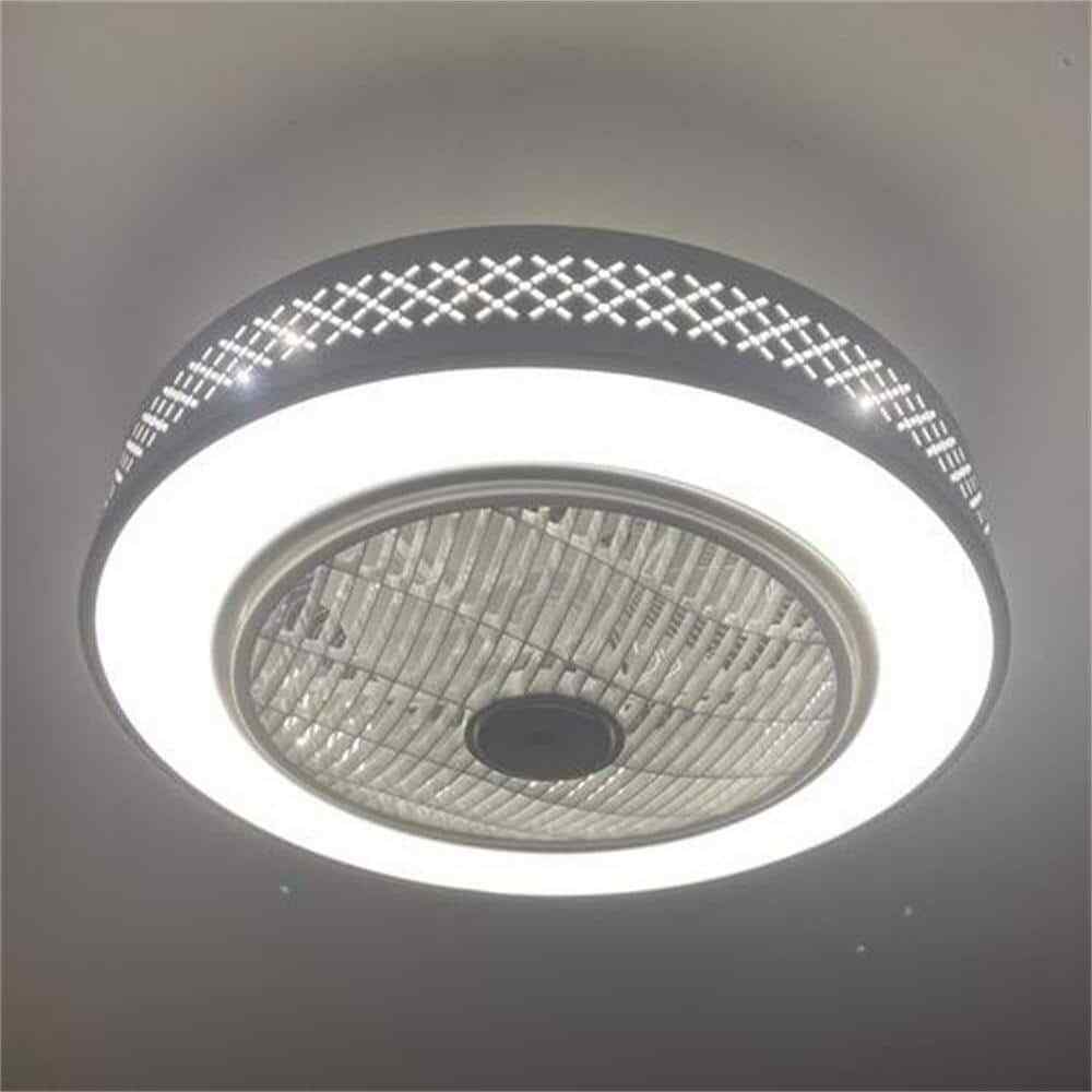 OUKANING  Integrated LED Indoor White Smart Enclosed Ceiling Fan w/ Remote