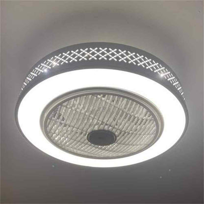 OUKANING  Integrated LED Indoor White Smart Enclosed Ceiling Fan w/ Remote
